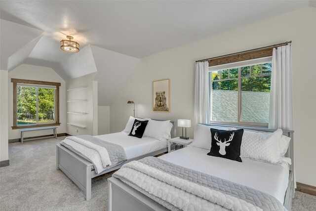 2870 US Highway 93 W, Whitefish, MT 59937 - bedroom with light carpet and vaulted ceiling
