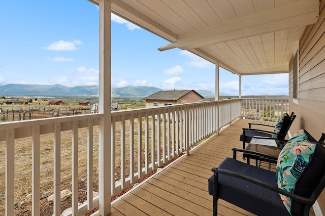 deck featuring a mountain view