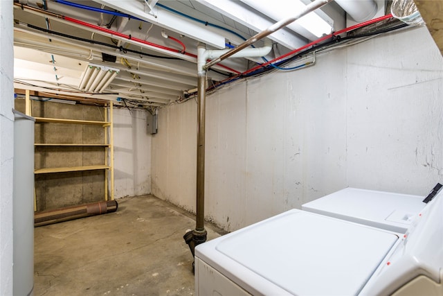 basement with washing machine and dryer