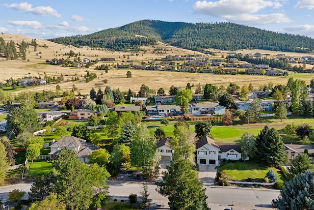 drone / aerial view with a mountain view