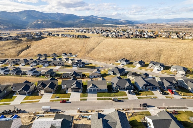 bird's eye view with a mountain view