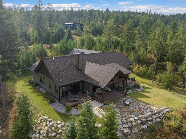 bird's eye view with a view of trees