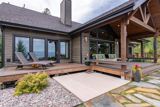 view of patio featuring a wooden deck