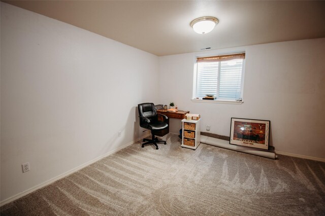 office area featuring carpet flooring