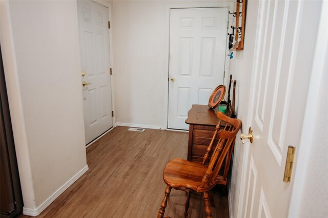 doorway featuring light wood-type flooring