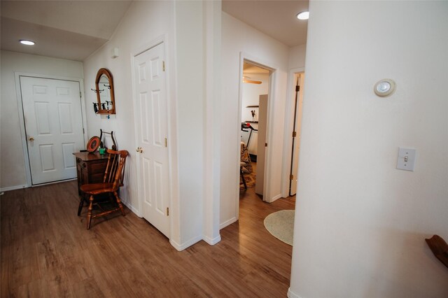 hall featuring hardwood / wood-style flooring