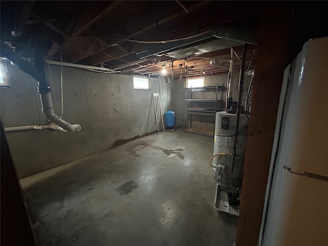 basement with gas water heater