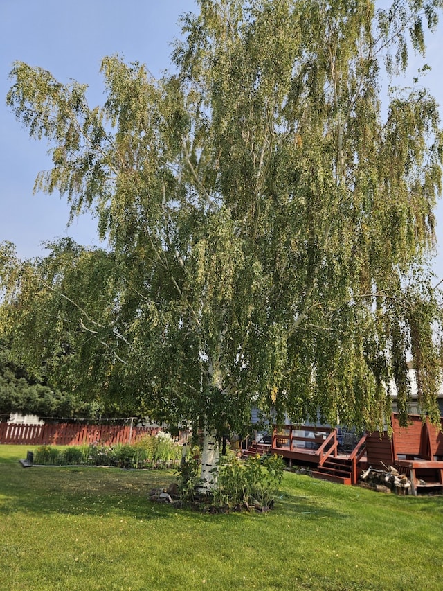 view of property's community featuring a yard and a deck