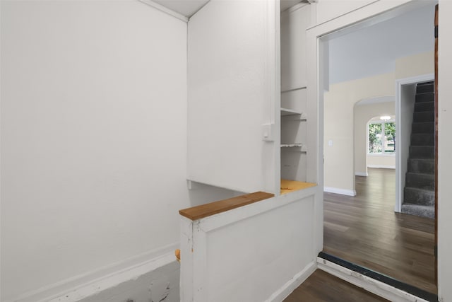 hall featuring dark hardwood / wood-style flooring