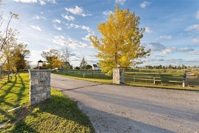 view of road featuring a rural view