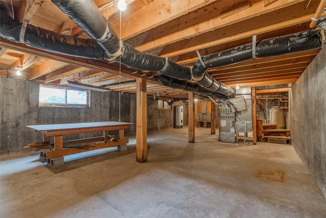2237 Grave Creek Rd, Eureka, MT 59917 - basement featuring electric water heater, heating unit, and water heater