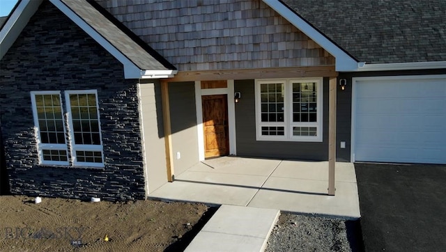 entrance to property with a garage