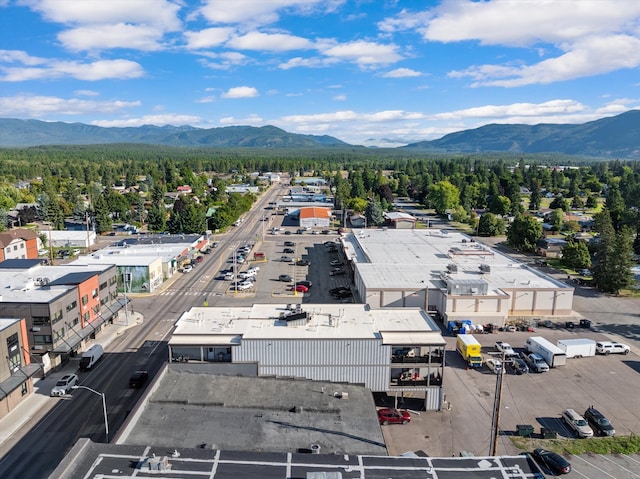 drone / aerial view with a mountain view