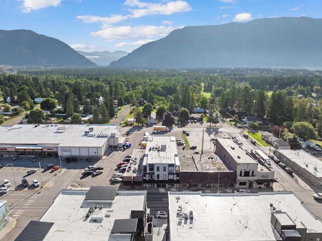 drone / aerial view with a mountain view