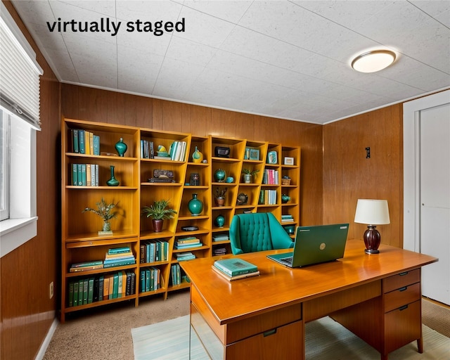 161 3rd Ave, Kalispell, MT 59901 - carpeted home office with wood walls and baseboards