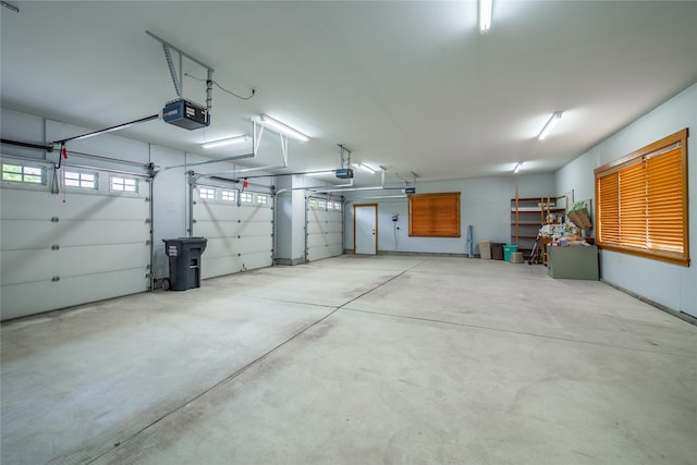 garage with a garage door opener