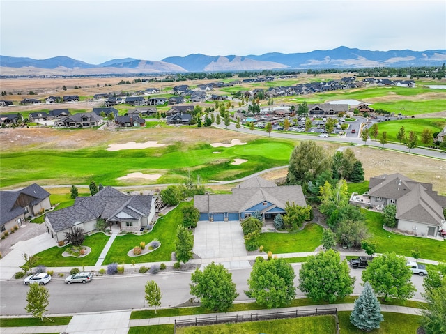 drone / aerial view featuring a mountain view