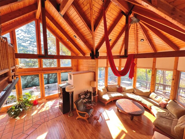 339 Dakota Ave, Whitefish, MT 59937 - living area featuring wooden ceiling and hardwood / wood-style floors