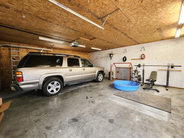 garage with a garage door opener