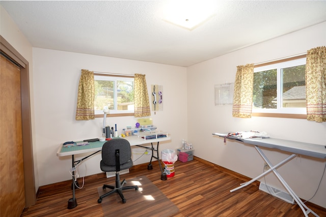 office area with hardwood / wood-style flooring