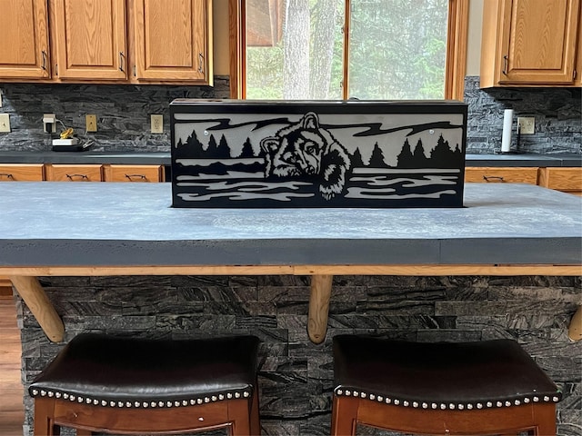 interior space featuring tasteful backsplash