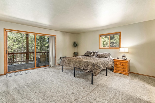 155 Grandview Ln, Seeley Lake, MT 59868 - bedroom with access to exterior, carpet floors, and multiple windows