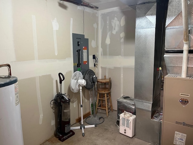 utility room featuring water heater