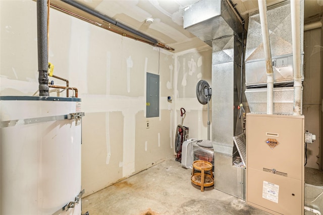 155 Grandview Ln, Seeley Lake, MT 59868 - utility room with water heater, electric panel, and heating unit