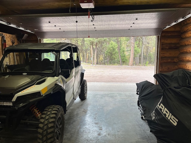 garage with a garage door opener