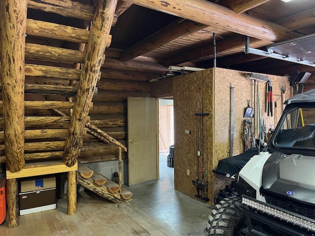 view of unfinished attic