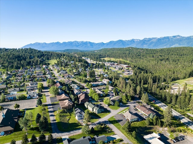 birds eye view of property featuring a mountain view