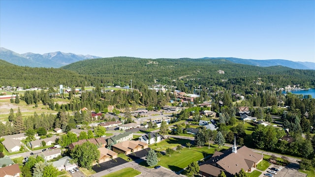 drone / aerial view featuring a mountain view