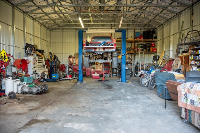 garage featuring metal wall