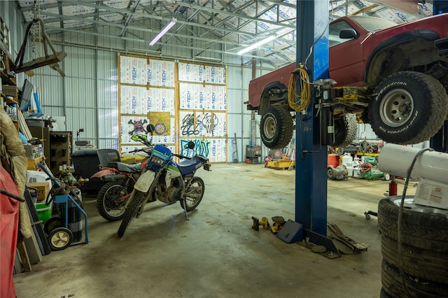 garage featuring metal wall