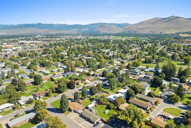 drone / aerial view with a mountain view