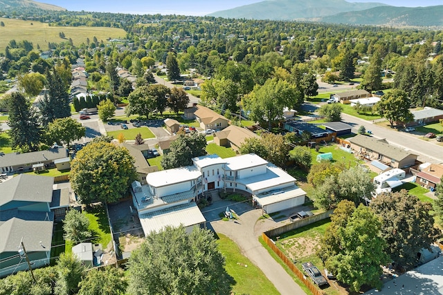 aerial view with a mountain view