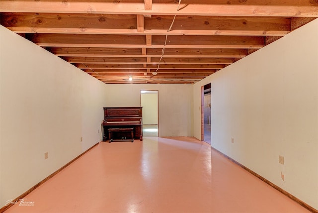 view of finished basement