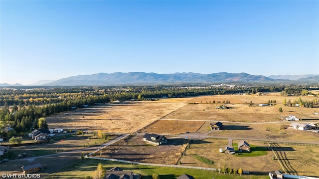 aerial view with a mountain view and a rural view