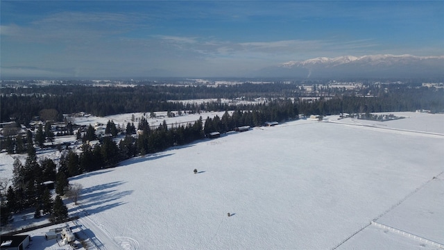 snowy aerial view featuring a water view