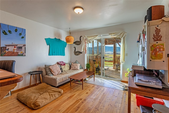 living room featuring light wood-type flooring