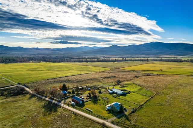 aerial view with a rural view and a mountain view