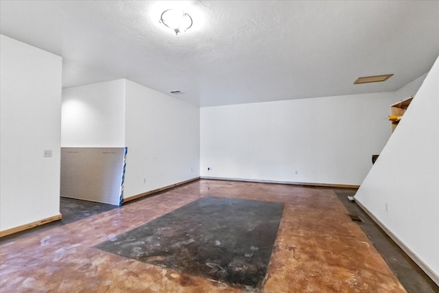 interior space with a textured ceiling