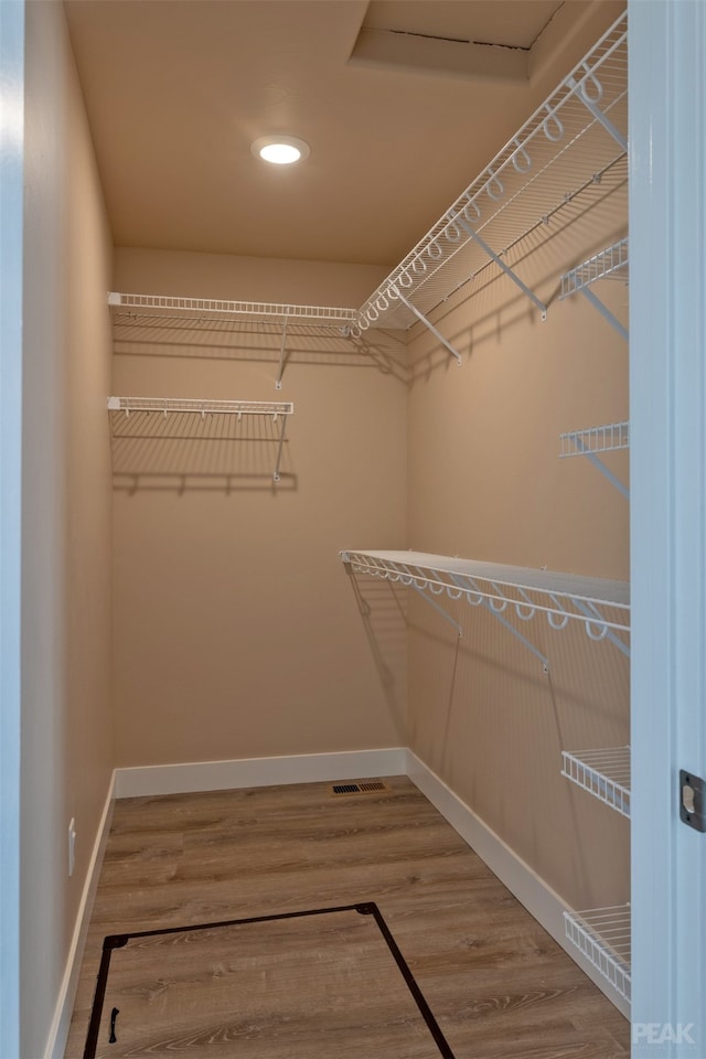 walk in closet featuring hardwood / wood-style flooring