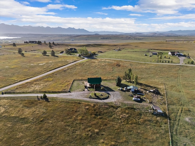 bird's eye view with a mountain view and a rural view