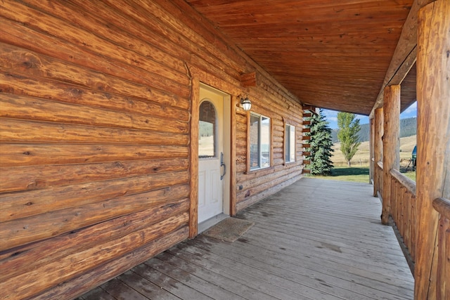 wooden deck with covered porch