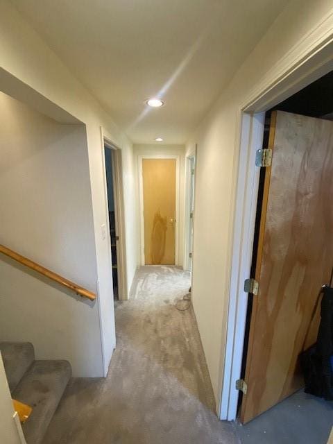 2417 S 3rd St W, Missoula, MT 59801 - corridor with carpet flooring, stairway, and recessed lighting
