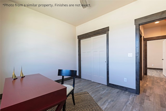 office area featuring hardwood / wood-style flooring