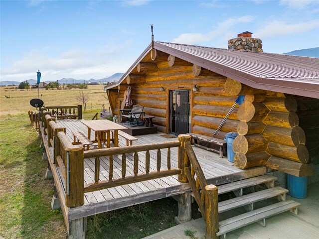 deck with a mountain view