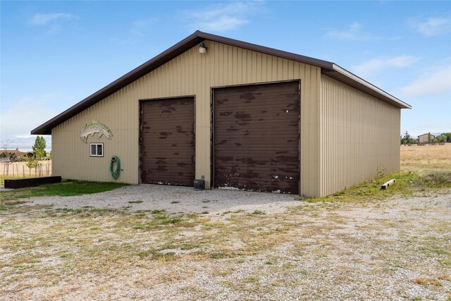 view of detached garage
