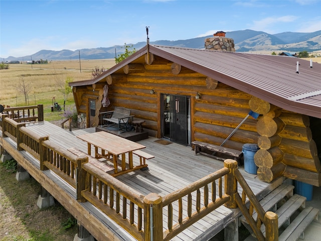 deck with a mountain view